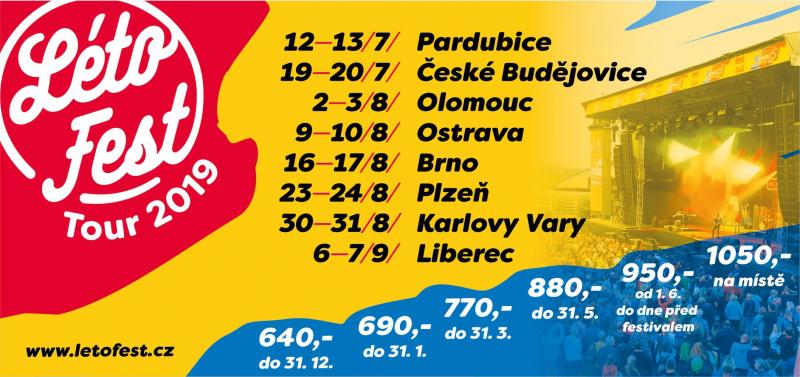 Festival, který přijede za vámi do měst. Létofest 2019 láká na Kluse, Lenny, Pražský Výběr, Wanastowi Vjecy, Mig 21, Divokýho Billa nebo IMT Smile.