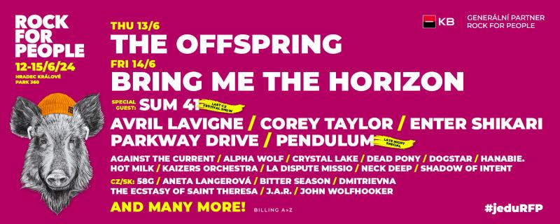 Rock for People v červnu přiveze Yungbluda, The Prodigy, The Offspring, Bring Me The Horizon a desítky dalších světových hvězd